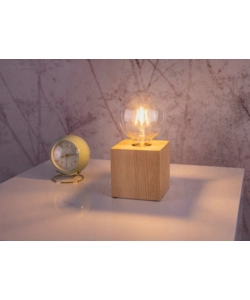 LAMPADA DA TAVOLO ONLI "FOFI" QUADRATA LEGNO DI ROVERE, E27